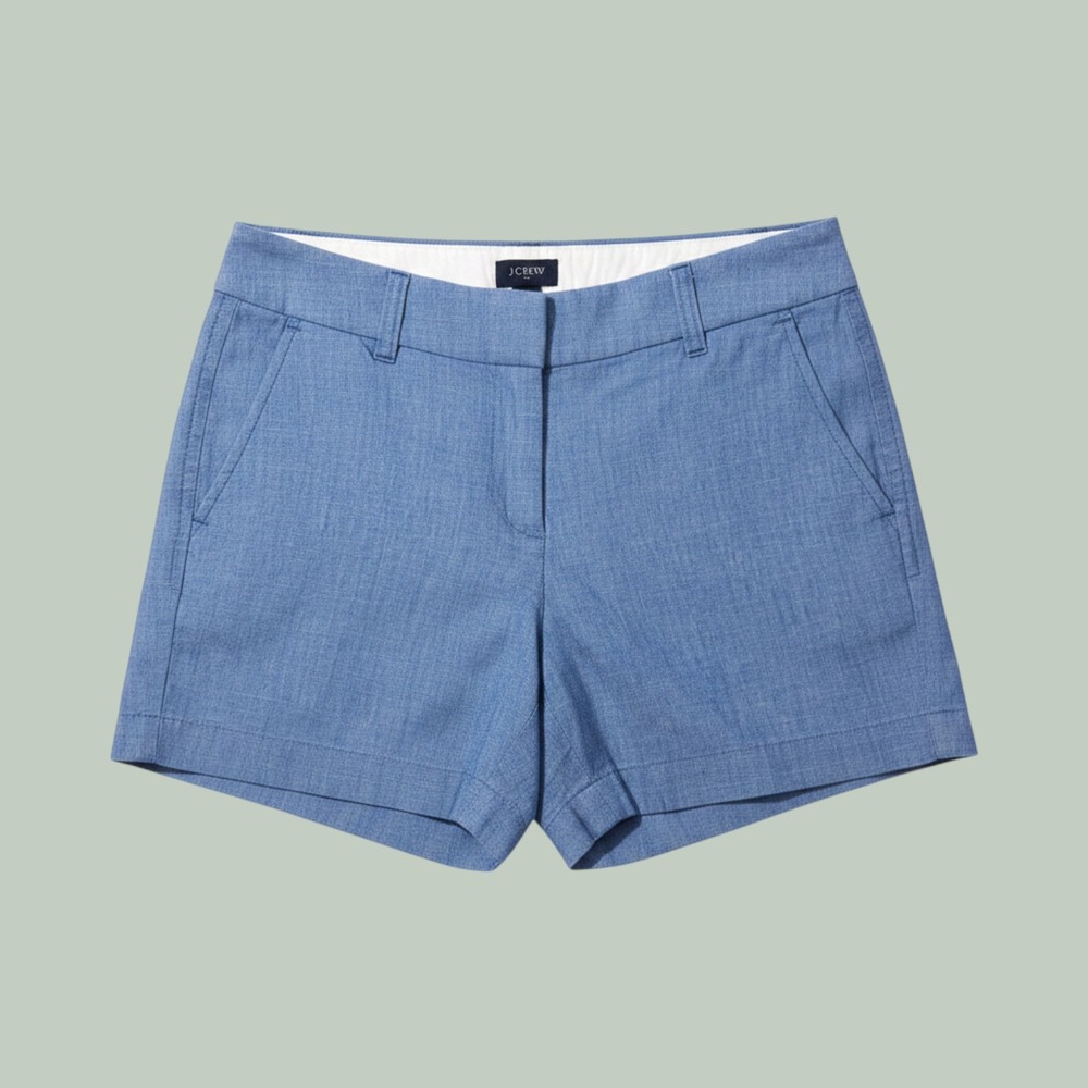 J.Crew Shorts Womens 0 Blue Re-Imagined Chino Chambray Cotton Casual Beach